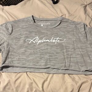 Alphalete Light Gray Camo Tee cropped